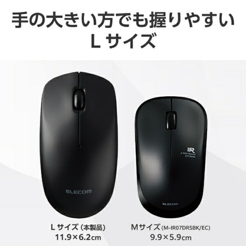 ELECOM Mouse (Compatible with Chrome/Mac/Windows11) Black M-LE10DRXBK [Optical/Wireless/3 Button/USB]
