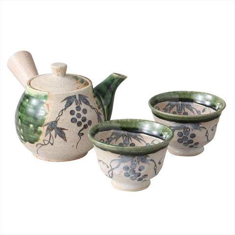 [Mino Ware] Oribe 포도 크레스트 차기구 [페이스트 박스]
