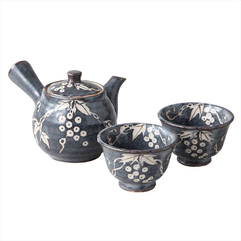 [Mino Ware]] Shino 포도 크레스트 차기구 [페이스트 박스]