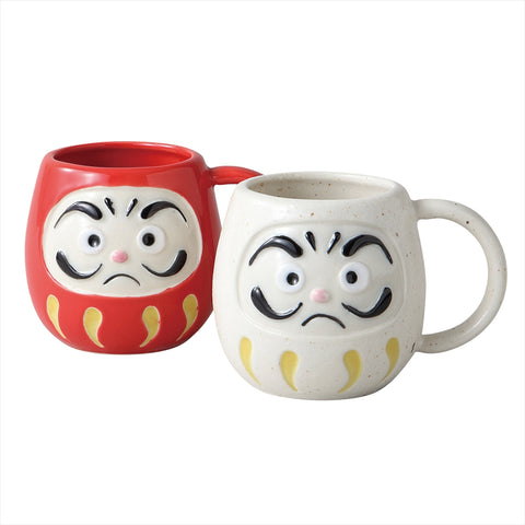 [Mino Ware] 빨간색과 흰색 Daruma 쌍 Mag [Ball Box]