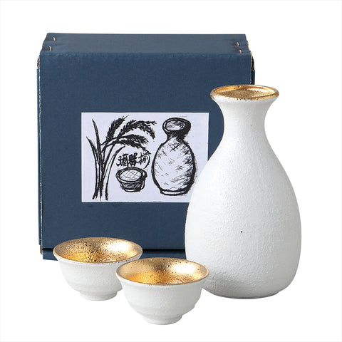 [Mino Ware] White Glaze Kinja Sake Works [Ball Box]