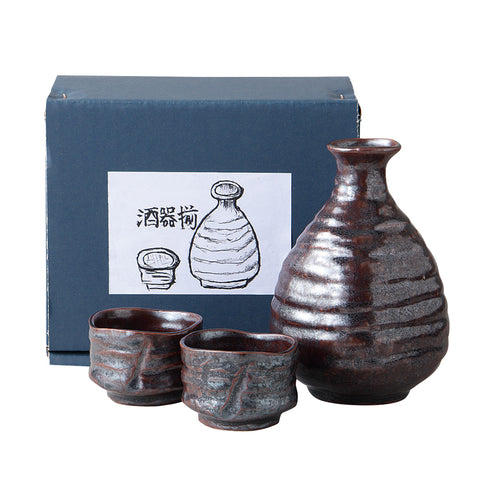 [Mino Ware] Black Iron Handmade Wind Sake Wool [Ball Box]