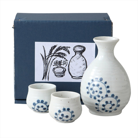 [Mino Ware] Octopus Arabesque Sake Ware [Ball Box]