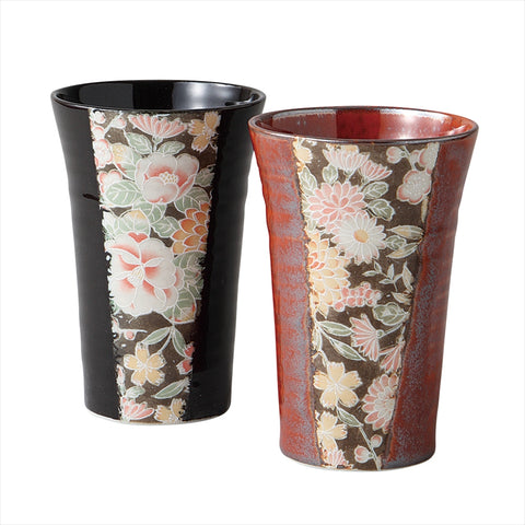[Mino Ware] Kaga Yuzen Pair Tambler [Ball Box]