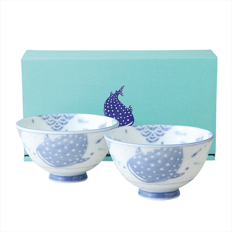[미노웨어] 파도에있는 Jinbei Tea Bowl 쌍 [화장품 상자]