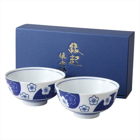 [Mino Ware] Aizuki의 프레임 Umebun Public Tea Bowl 2P [Cosmetic Box]