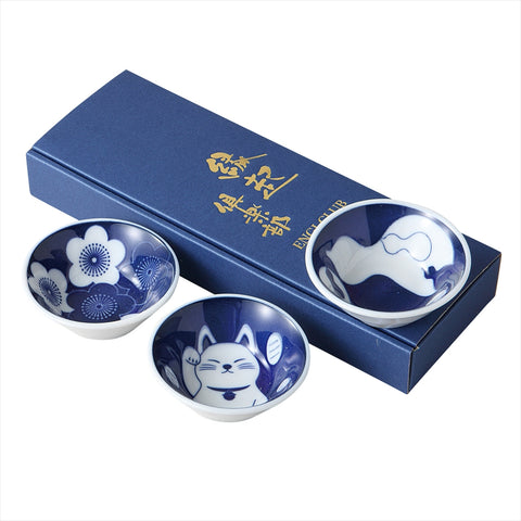 [Mino Ware] Aizuki -ledring -Type Bean Bowl 3 Tsumi [Cosmetic Box]