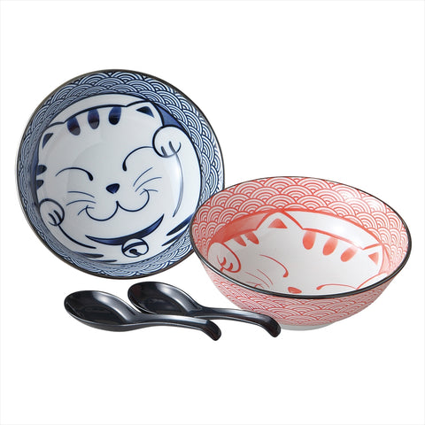 [Mino Ware] Aomi Wave Cat Noodle Bowl Pain [메이크업 박스]