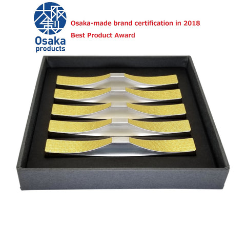 Cutlery Rest (Chrysanthemum, Plum Blossom, Cherry Blossom, Peony, Azalea) 5pcs Set Japanese Stainless Steel (gold leaf)
