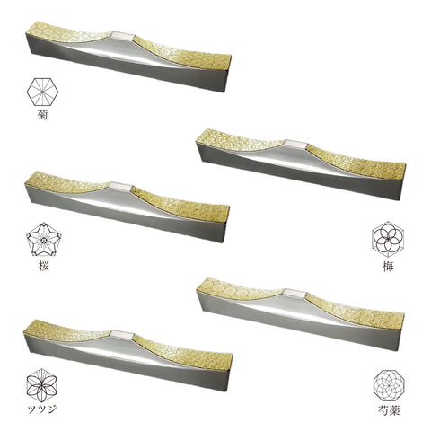 Cutlery Rest (Chrysanthemum, Plum Blossom, Cherry Blossom, Peony, Azalea) 5pcs Set Japanese Stainless Steel (gold leaf)