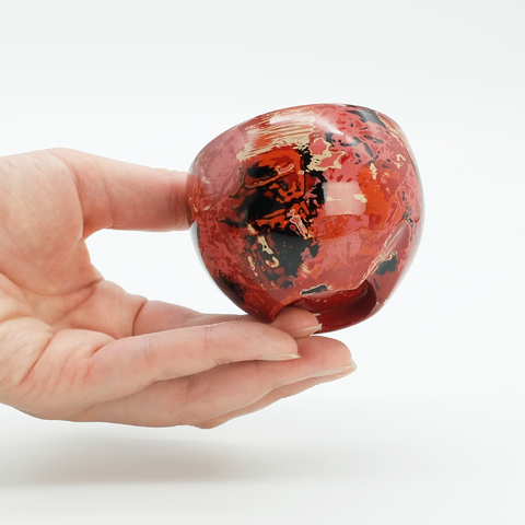 No Spill Red Polished Sake Cup