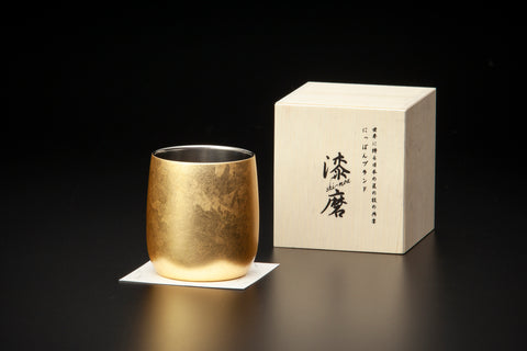 2重式　漆磨ダルマカップ　箔衣    (越前和紙コースター10枚付)
