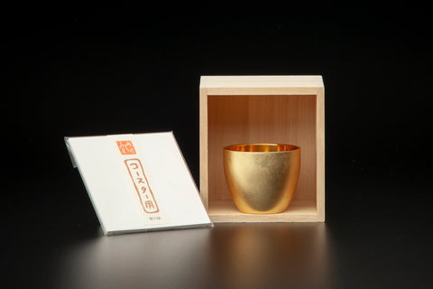 2 layer type Shi- Moa Sake(Tea) Cup HAKUGOROMO (Inside 24K plating) (with ECHIZEN-WASHI coaster 10pcs)