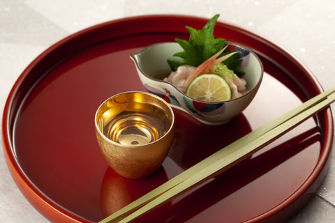 2 layer type Shi- Moa Sake(Tea) Cup HAKUGOROMO (Inside 24K plating) (with ECHIZEN-WASHI coaster 10pcs)
