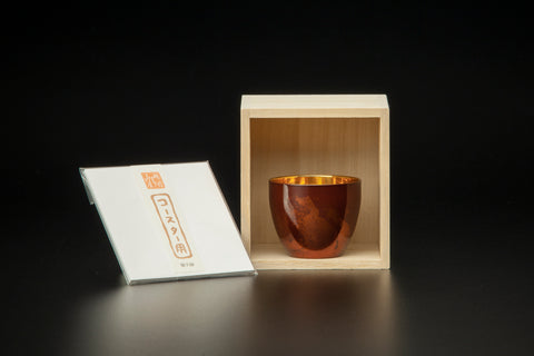 2 layer type Shi-Moa URUSHI-NAGASHI Sake(Tea) Cup Red Byakudan