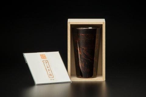 2 layer type Shi-Moa URUSHI-NAGASHI Straight Cup Red Byakudan (with ECHIZEN-WASHI coaster 10pcs)