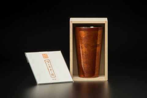 2 layer type Shi-Moa URUSHI-NAGASHI Straight Cup Red Byakudan (with ECHIZEN-WASHI coaster 10pcs)