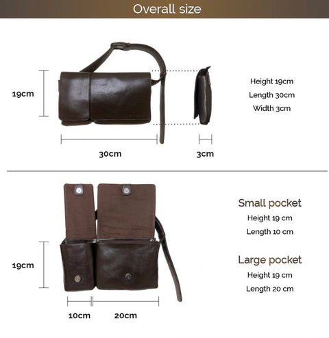 Cowhide Leather Body&Hipbag (Black)