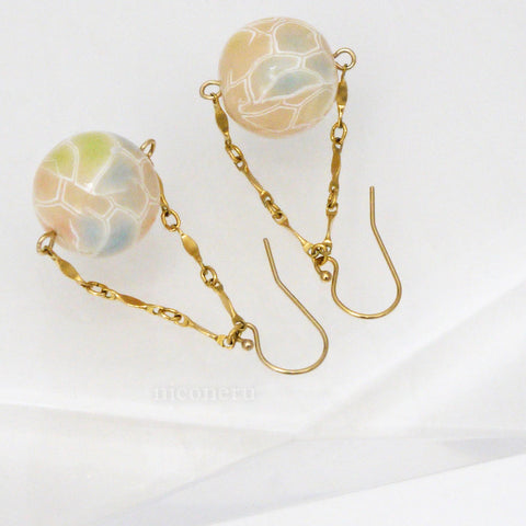 モザイク柄 ピアス 三角チェーン Handcrafted in Japan