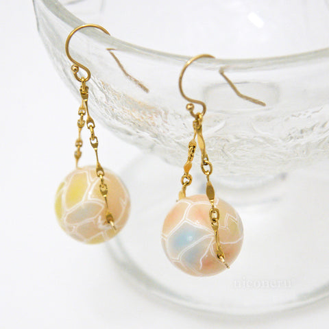 モザイク柄 ピアス 三角チェーン Handcrafted in Japan