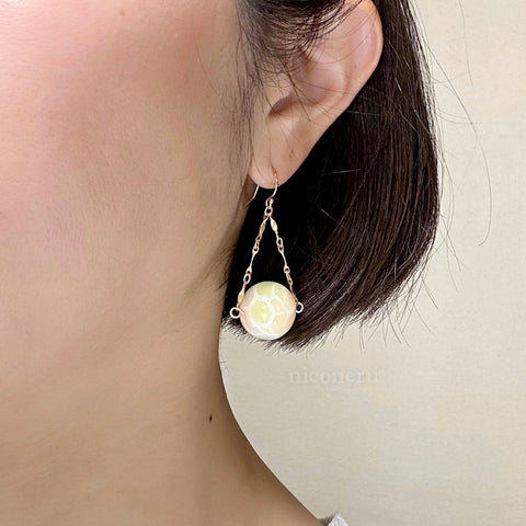 モザイク柄 ピアス 三角チェーン Handcrafted in Japan