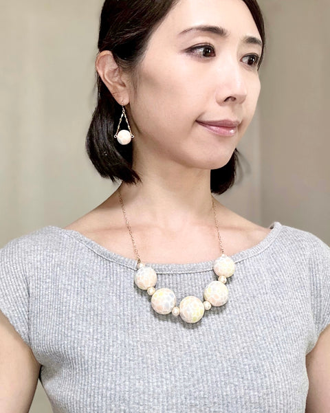 モザイク柄 5連ネックレス 大 Handcrafted in Japan