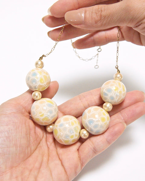 モザイク柄 5連ネックレス 大 Handcrafted in Japan