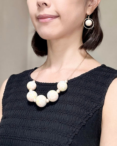 モザイク柄 5連ネックレス 大 Handcrafted in Japan