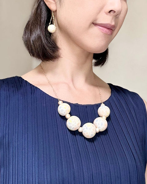 モザイク柄 5連ネックレス 大 Handcrafted in Japan