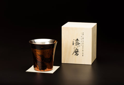 兩層漆拋光的漆漆波旁威士忌杯，黑色檀香（包括10架echizen日本磨刀器）