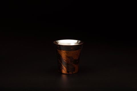 兩層漆拋光的漆漆波旁威士忌杯，黑色檀香（包括10架echizen日本磨刀器）