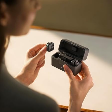 DJI Mic Mini (TX+1 RX+ 충전 케이스) 핀 마이크, 무선, 초경량, 48시간 사용, 노이즈 캔슬링, 자동 제한 기능, 카메라/아이폰/안드로이드용 무선 마이크, 브이로그 촬영, 스트리밍