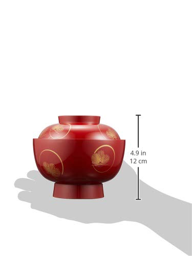 まえじゅう漆器 雑煮椀 光輪松 総朱 赤 伝統工芸 山中塗り 450ml 日本製 3T-417 φ135x115mm