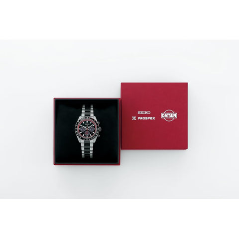 Seiko 精工手錶 Prospex 速度計時器 太陽能計時碼錶 Datsan 240Z 聯名限量款 SBDL121 男士 銀色&黑色