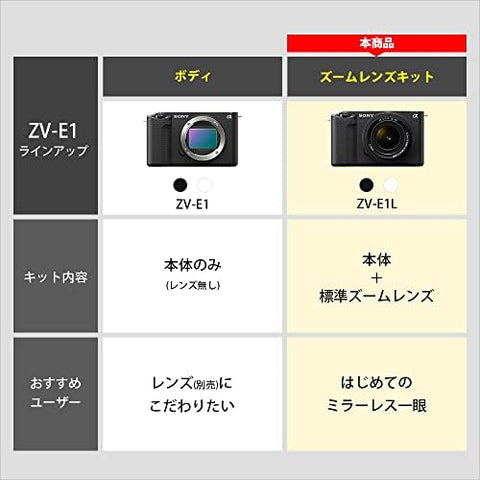 Sony / Vlog Camera / Interchangeable Lens VLOGCAM / Full Size / Mirrorless SLR Camera / ZV-E1 / Power Zoom Lens Kit (Included Lens: SELP2860) / Windscreen Included / Black / ZV-E1L B