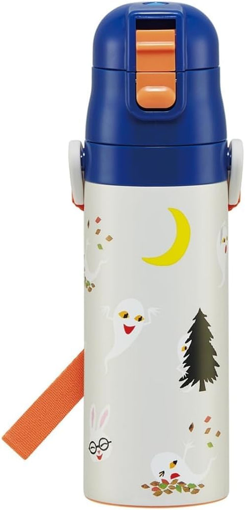 Skater SDC4-A Children's Stainless Steel Water Bottle, Direct Drinking, 16.5 fl oz (470 ml), Glasses Rabbit, Lightweight Type, For Girls, Boys, Cold Insulation, Sports Bottle, Cute, For Kids