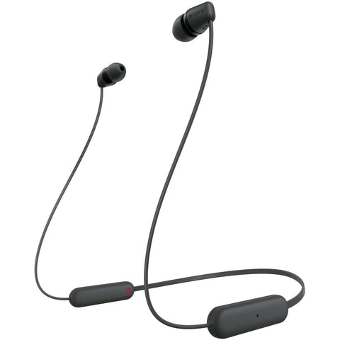 Sony WI-C100 BZ Wireless Earphones, Bluetooth Compatible, 25 Hour Stamina, IPX4 Splashproof, DSEE Included, Black, Small