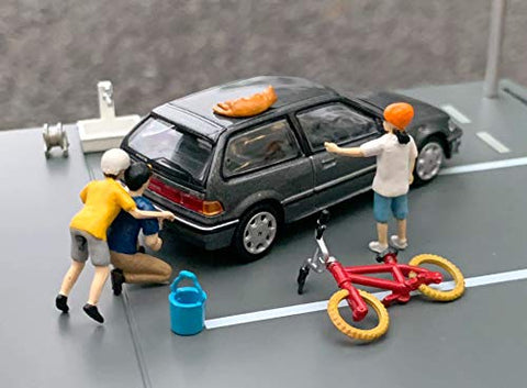 トミーテック (TOMYTEC) ジオコレ64 1/64#カースナップ02b 洗車 ホンダ シビック 25X・S-リミテッド 付属 ABS・PVC製 塗装組立済 人形・小物 & ダイキャスト製 完成ミニカーセット