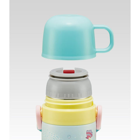 Skater SKDC4-A Children's Friendly, Lightweight, Stainless Steel, 2-Way Water Bottle, 15.2 fl oz (430 ml), Disney Ariel 24, For Kids, Direct Drinking, Cup Included, Stainless Steel