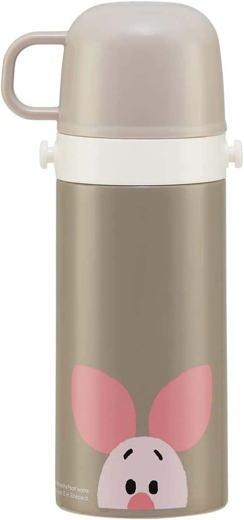 Skater SKCP3-A Children's Stainless Steel Water Bottle, 2-Way Drinking Straw, 14.1 fl oz (410 ml), Cup Drinking, 11.8 fl oz (350 ml), Disney Winnie the Pooh, Children's Friendly, Lightweight, Girls,