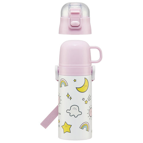 スケーター(Skater) 子供用 ステンレス 水筒 2way ストロー飲み 410ml コップ飲み 350ml シナぷしゅ 子供に優しい軽量タイプ 男の子 女の子 保温 保冷 小容量タイプ waterbottle スポーツボトル かわいい キッズ 子供 こども 水瓶 SKCP3-A