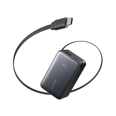 Anker Nano Power Bank (10000mAh, 45W, 巻取り式 USB-Cケーブル) 10000mAh 45W出力 / LEDディスプレイ搭載/USB-Cケーブル一体型/巻取り式ケーブル/iPhone 17 / 16 / 15シリーズ / iPhone Air/Android iPad その他各種機器対応 (ブラック)