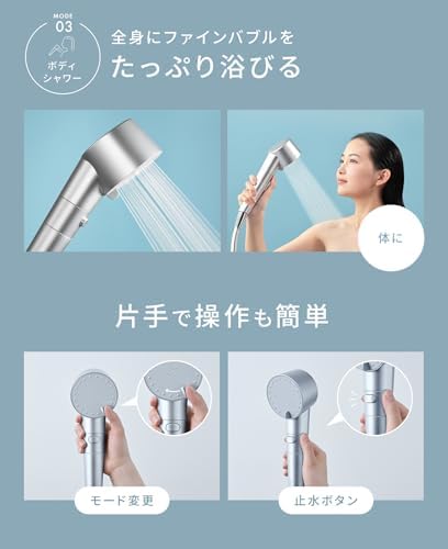 SALONIA Fine Bubble Clear Shower Head with Micro-Nano Bubbles, Water-Saving, High Water Pressure, Chlorine Removal Cartridge + Bicarbonate Tablets, White