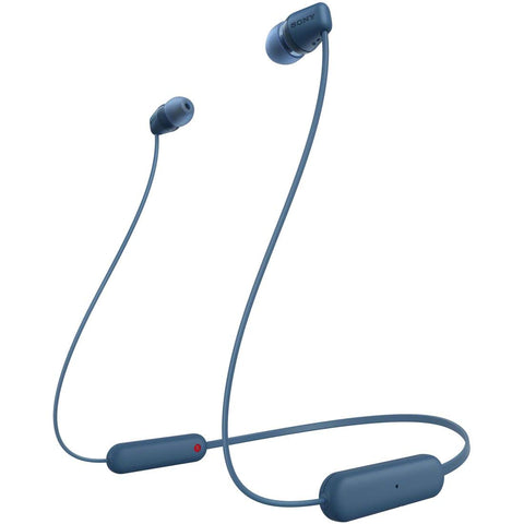 Sony WI-C100 Wireless Earphones, Bluetooth Compatible, 25 Hour Stamina, IPX4 Splashproof, DSEE Included, Blue, WI-C100, LZ, Small