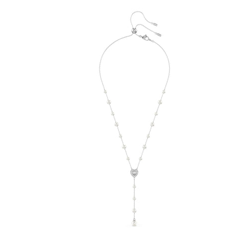 【官方】【施华洛世奇】 Ariana Grande x Y 型项链,混合切割,心形,白色,铑镀层 [正规进口商品], 水晶, 无宝石