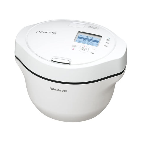 Sharp Healsio KN-HW16G-W Hot Cook Waterless Automatic Cooking Pot, Electric Cooking Pot, 1.7 qt (1.6 L), For 2 to 4 People, Connects to Smartphones, White