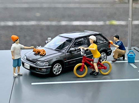 GEO COLLE64 1/64#汽车卡扣02b 洗车 本田 思域 25X・S-Limited 附带ABS・PVC制涂装组装完成 人偶・小物件&压铸制造 成品迷你车套装 314875