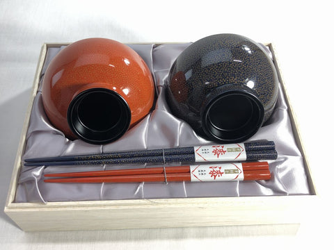 汁椀＆箸セット　ななこ塗り