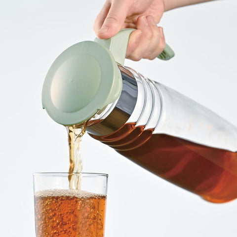HARIO HCC-12-SG Cold Brew Tea Pot with Infuser Basket, Usable Capacity 40.6 fl oz (1,200 ml), Smoky Green, Heat-Resistant Glass, Boiling Water, Dishwasher Safe, Cold Water Bottle, Made in Japan