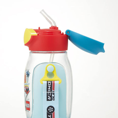 Skater PDSH6DX-A Water Bottle with Straw, 18.9 fl oz (530 ml), Tomica Straw Water Bottle, One Push for Kids